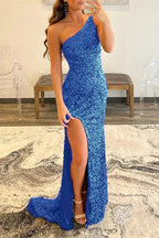 Aurelia |Glitter Black Sequins Long Prom Dress with Slit