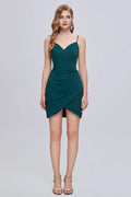 Chic V Neck Spaghetti Strap Lace Up Short Homecoming Dresses