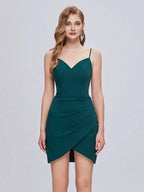 Chic V Neck Spaghetti Strap Lace Up Short Homecoming Dresses
