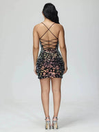 Chic Sleeveless Spaghetti Straps Lace Mini Homecoming Dress
