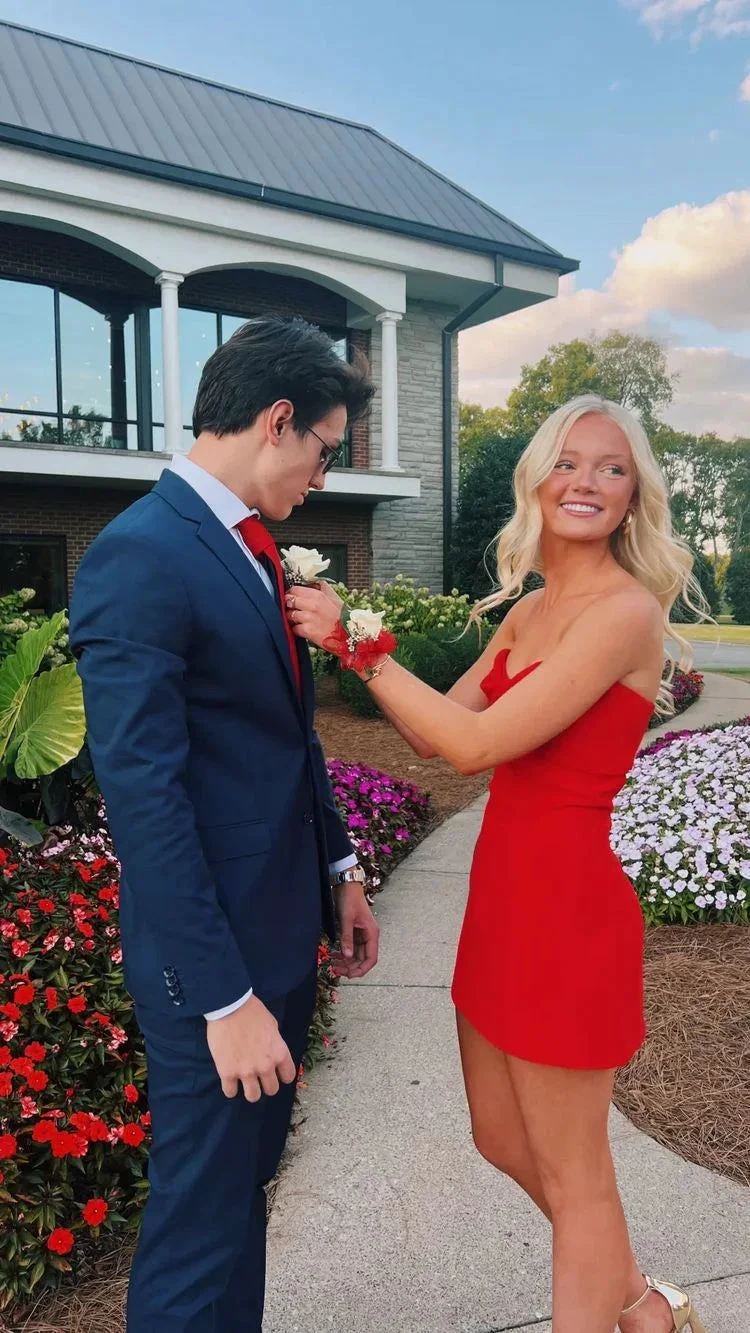Red Strapless Tight Homecoming Dress 22nd Birthday Party Dress Y2976