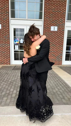 Black A-line V Neck Prom Dress Black Evening Gown Y6517