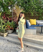 Cute Sage Green Short Homecoming Dress with Long Sleeves Sexy Party Dress Y1913
