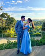 Elegant Blue A-line Evening Dress Blue Graduation Dress Y5703