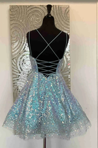 Cute Hot Pink Sequins A-Line Homecoming Dress Y1641