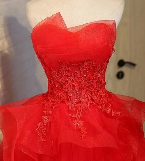 Charming A-line lace strapless short homecoming dresses Y1107