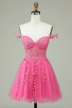 Cute A Line Spaghetti Straps Grey Short Homecoming Dress with Appliques Y2397