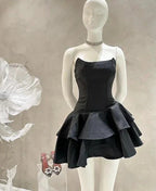 Strapless Black Short Homecoming Dress Black Party Dress Y2025