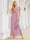Numbersea Ruffled Bridesmaid Dresses Mermaid Formal Violin Evening Party Prom Gowns 28042