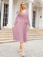 Bridesmaid Dress V-Back Waist Belt Mother of the Bride Wedding Guest SY28031