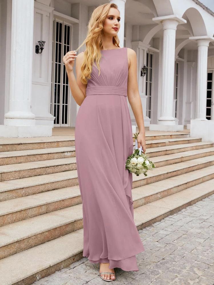 Numbersea Bridesmaid Dresses for Wedding Ruffles Long Formal Prom Gowns 28039