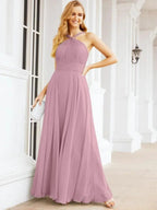 Numbersea Crisscross Halter Bridesmaid Dresses for Party Wedding Evening Prom Maxi Ball Gowns 28053