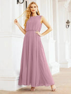 Numbersea Sleeveless Long Bridesmaid Dress A line Formal Evening Prom Gown 28025
