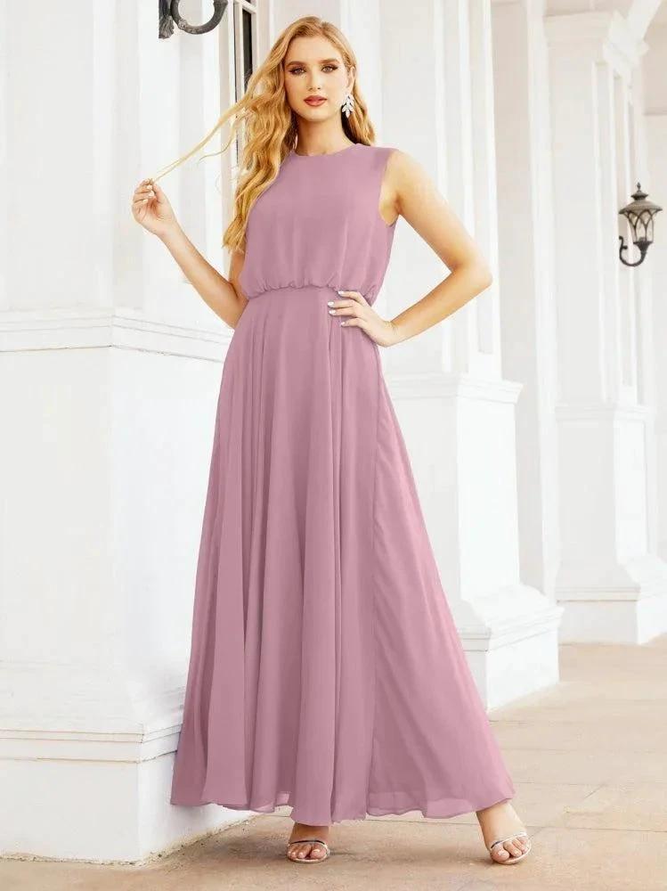 Numbersea Sleeveless Long Bridesmaid Dress A line Formal Evening Prom Gown 28025
