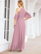 Numbersea Cold Shoulder Bridesmaid Dresses A-Line Long Formal Evening Gowns 28074