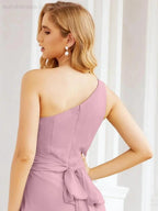 Numbersea One Shoulder Bridesmaid Dresses Long Formal Prom Gowns 28048