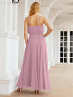 Numbersea  Halter Long Bridesmaid Dresses Formal A line Juniors Dress 28029