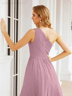 Numbersea Homecoming Dress One Shoulder Pleated Short Formal Prom Gowns 28046