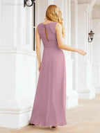 Formal Prom Gown Elegant V-Neck Sleeveless Bridesmaid Dresses for Wedding Party 28037