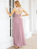 Numbersea Spaghetti Strap Bridesmaid Dresses V-Neck Long A-Line Formal Prom Gowns 28063
