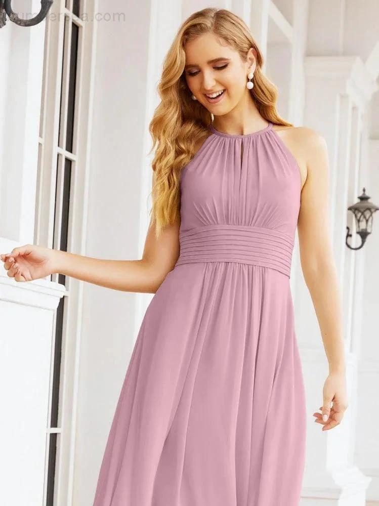 Numbersea Keyhole Bridesmaid Dresses Sleeveless Formal Evening Party Prom Gowns 28043