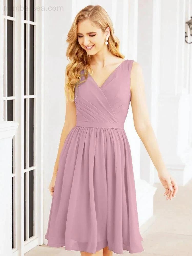 Numbersea Homecoming Dresses Knee Length Skirt V Back 28062