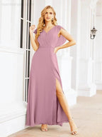 Sunnderly Bridesmaid Dresses Cape Formal Prom Dress Open Back Gowns for Mother of The Bride SY28058
