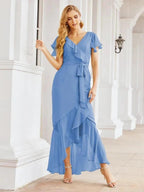 Numbersea Ruffled Bridesmaid Dresses Mermaid Formal Violin Evening Party Prom Gowns 28042