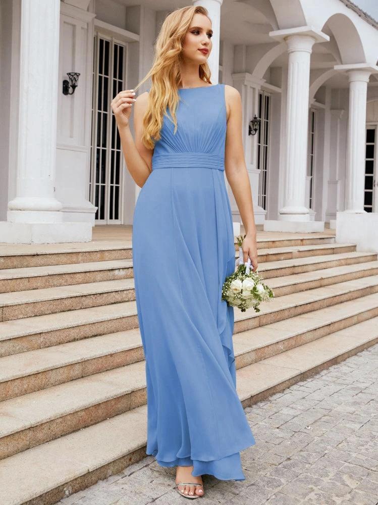 Numbersea Bridesmaid Dresses for Wedding Ruffles Long Formal Prom Gowns 28039
