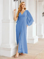 Numbersea Bridesmaid Dresses with Split for Wedding Party Flutter Sleeves 28045