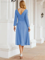Bridesmaid Dress V-Back Waist Belt Mother of the Bride Wedding Guest SY28031