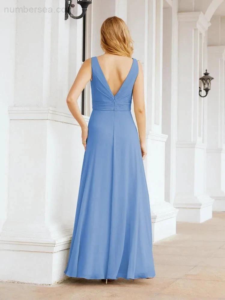 Numbersea Bridesmaid Dresses for Wedding Ruffles Long Formal Prom Gowns 28039