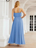 Numbersea  Halter Long Bridesmaid Dresses Formal A line Juniors Dress 28029