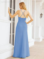 Numbersea Halter Bridesmaid Dresses with Pockets Sleeveless Formal Evening Party Prom Gowns  28055