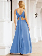 Numbersea Spaghetti Strap Bridesmaid Dresses V Neck Butterfly Back Fromal Evening Party Prom Gown 28036