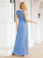 Formal Prom Gown Elegant V-Neck Sleeveless Bridesmaid Dresses for Wedding Party 28037