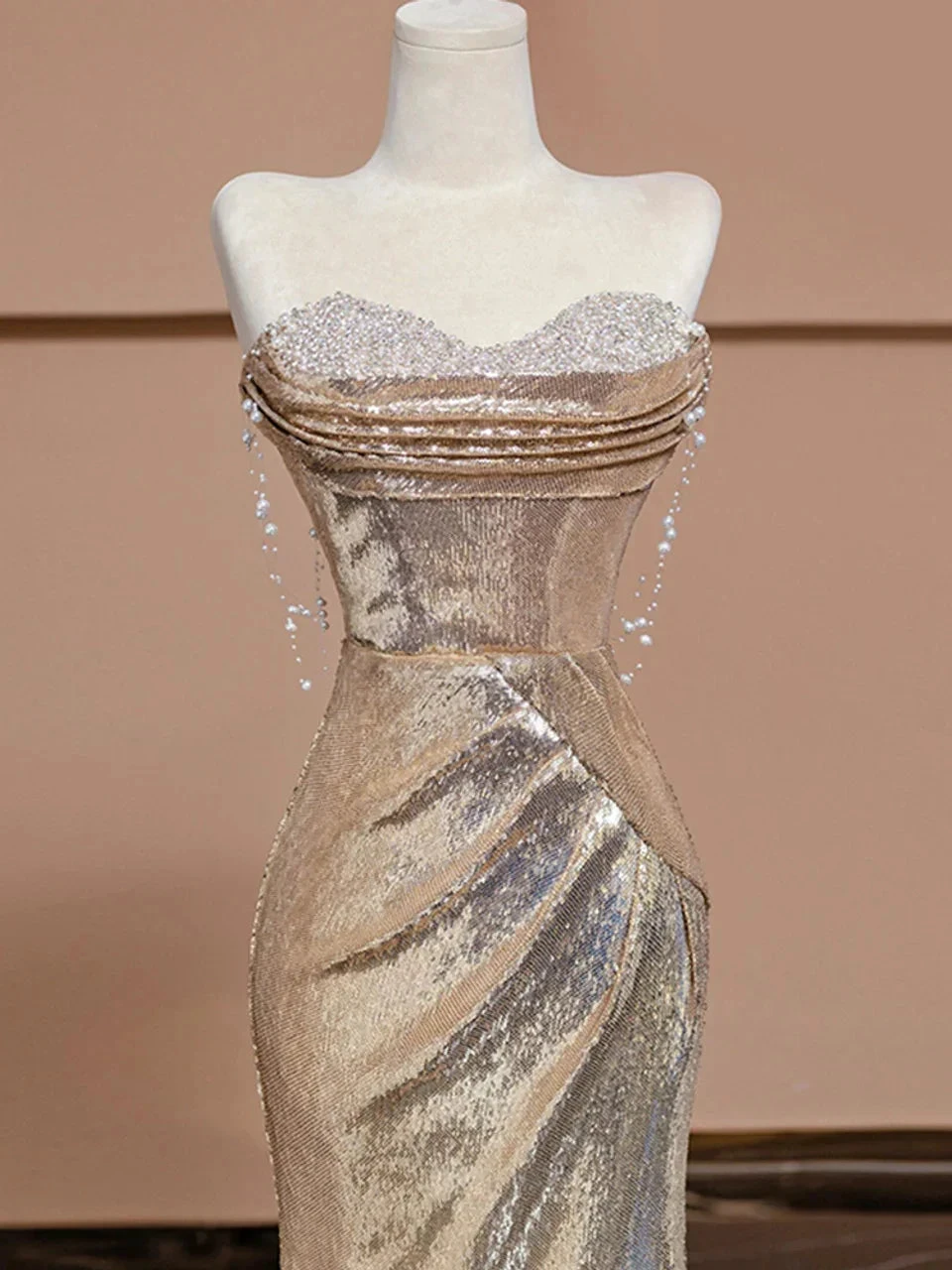 Sparkly Mermaid Sequins Sweetheart Prom Dress Evening Dress Y7612