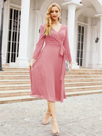 Bridesmaid Dress V-Back Waist Belt Mother of the Bride Wedding Guest SY28031