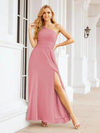 Numbersea One Shoulder Bridesmaid Dresses Long Formal Prom Gowns 28048