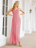 Numbersea Spaghetti Strap Bridesmaid Dresses V-Neck Long A-Line Formal Prom Gowns 28063