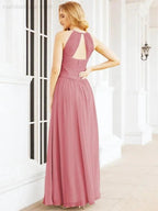 Numbersea Sleeveless Bridesmaid Dresses Long Prom Gown Zipper with Keyhole Back 28056