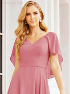Numbersea Bridesmaid Dresses for Wedding Formal Evening Party Prom Gown with Cape 28050