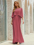 Sunnderly  Bridesmaid Dress Women Long Sleeve V-Neck Chiffon Formal Wedding Party Dress SY28018