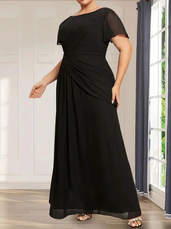 A-line Scoop Illusion Tea-Length Chiffon Lace Mother of the Bride Dress With Beading Sequins