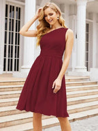 Numbersea Homecoming Dress One Shoulder Pleated Short Formal Prom Gowns 28046