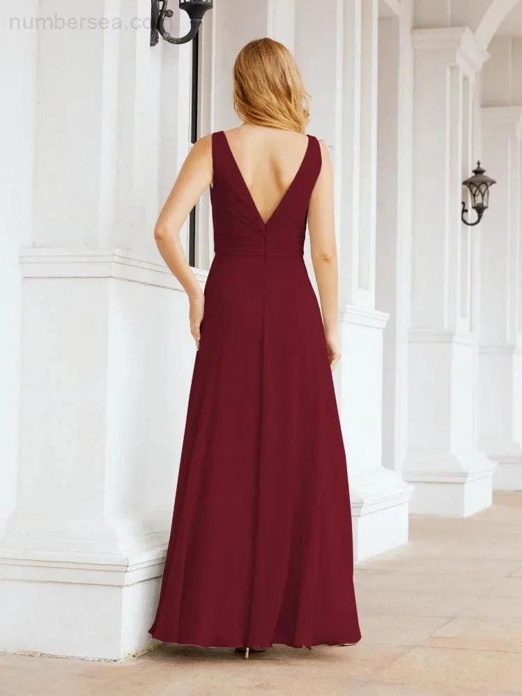 Numbersea Bridesmaid Dresses for Wedding Ruffles Long Formal Prom Gowns 28039