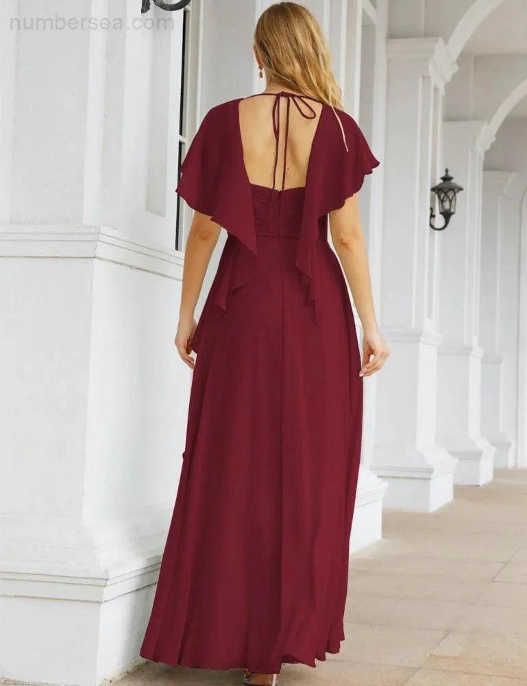 Numbersea Bridesmaid Dresses Backless Formal Prom Gowns for Evening Party Mother of The Bride Dress 28040