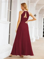 Numbersea Double Spaghetti Straps Bridesmaid Dresses for Women Long Formal Party Dress Side Split 28051