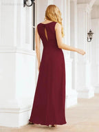 Formal Prom Gown Elegant V-Neck Sleeveless Bridesmaid Dresses for Wedding Party 28037