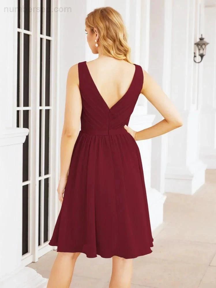 Numbersea Homecoming Dresses Knee Length Skirt V Back 28062